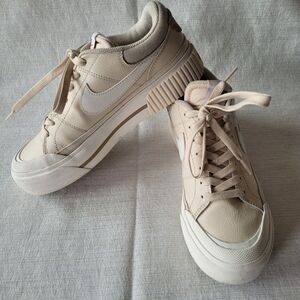 Nike Women's Beige Platform Lace-Up Sneakers